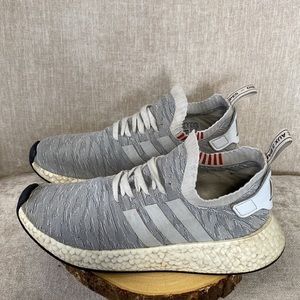 Adidas Mens NMD R2 Primeknit Running Shoes Gray